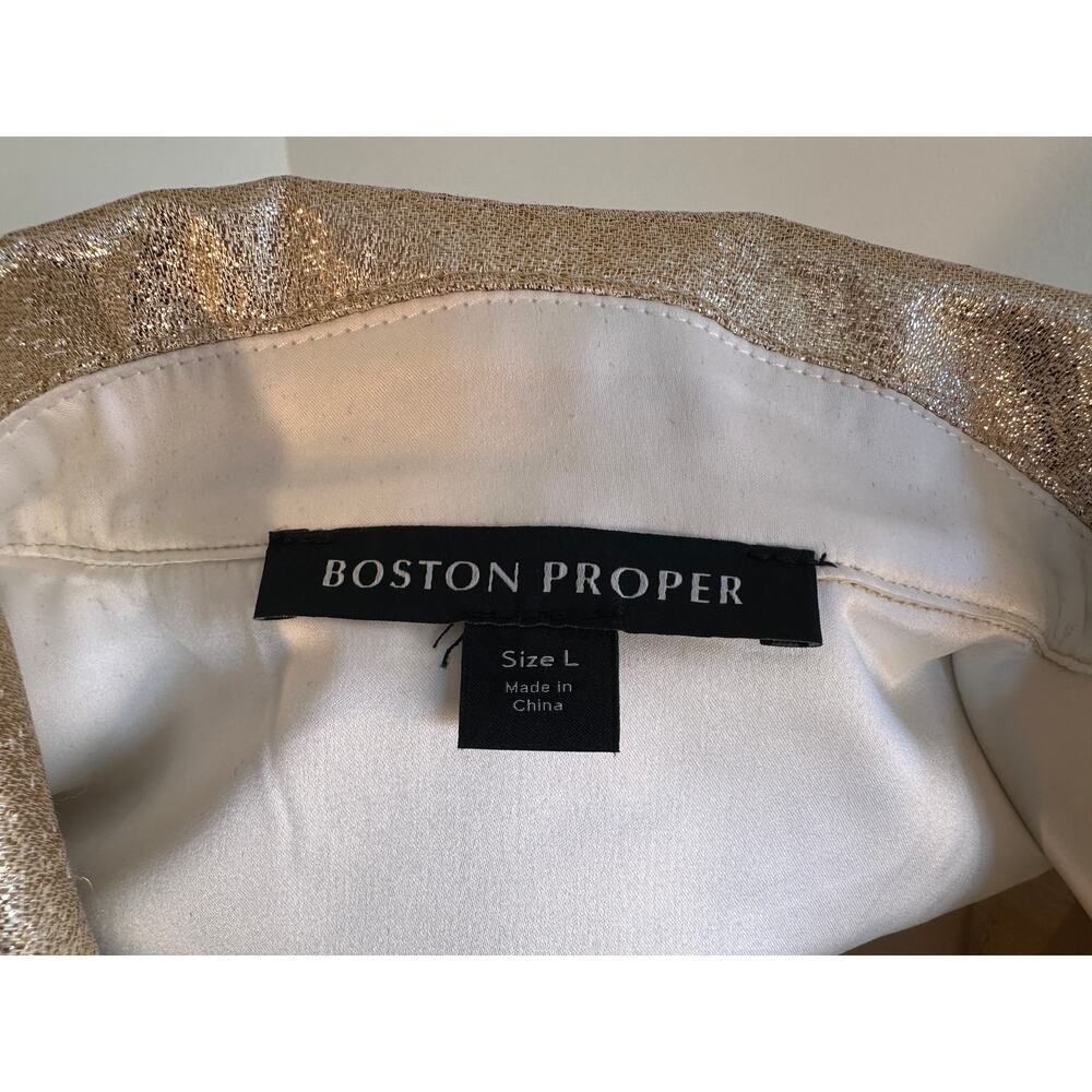 Boston Proper Gold Metallic Large Button-Up Jacket - Picture 5 of 12